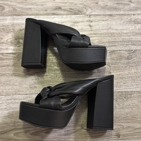 Open Edit Kaia Black Platform Slip On Heel Sz 7.5 - Picture 2 of 8